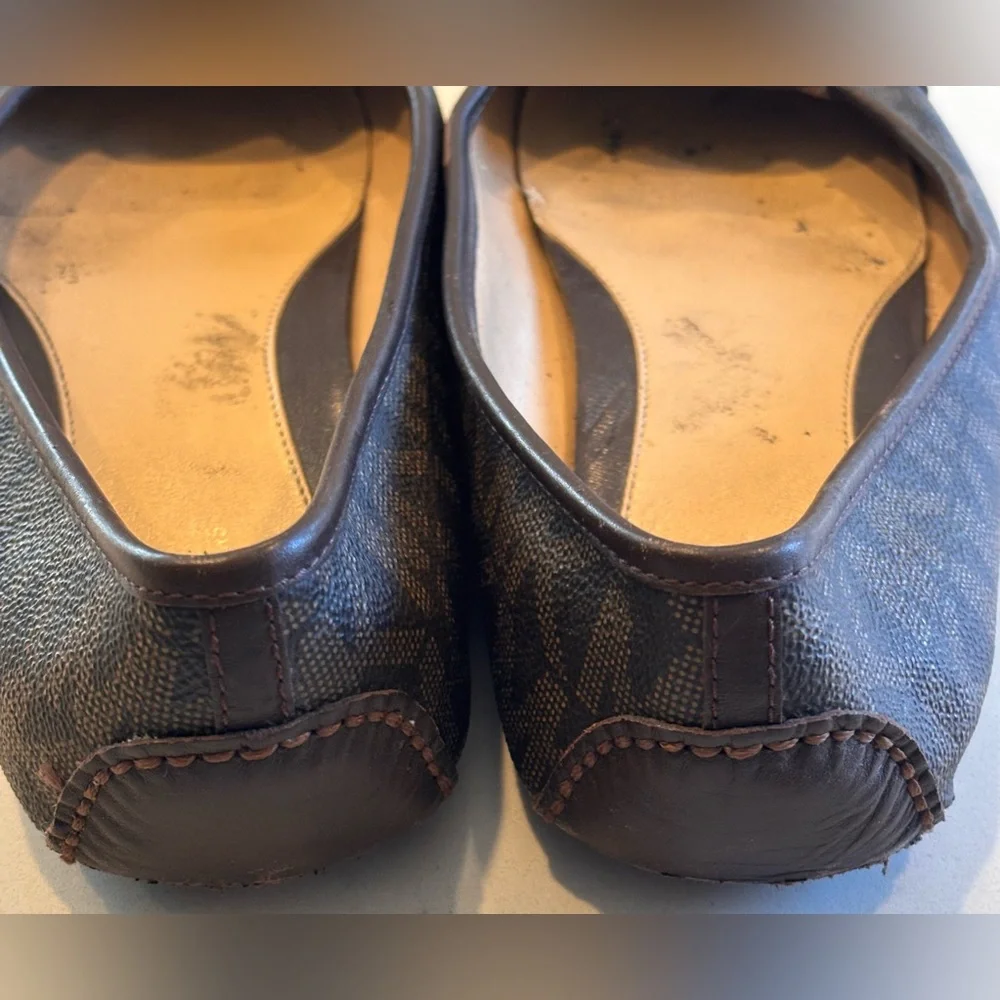 Michael Kors Fulton Brown Leather MK Logo Ballet Flats Shoes Women’s Size US 8